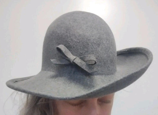 Vintage 60s Bollman Doeskin Felt Hat Gray 100% Wool USA Union Made Women’s Bow