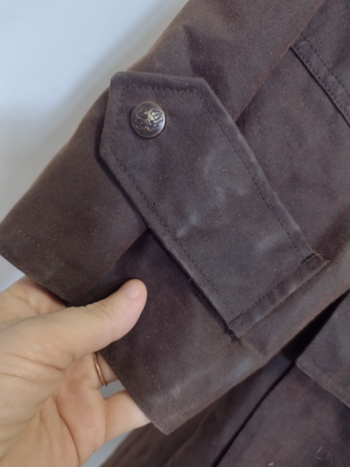Vintage Outback Oilskin Drover Duster Coat Brown Western Ranch Equestrian L