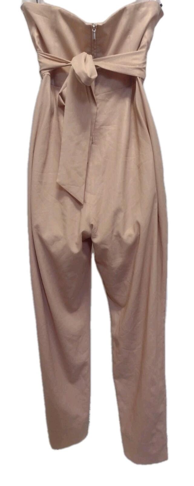 NWT bebe Natalie Foil Blush Detachable Straps Jumpsuit Tie Front / Back Waist 12