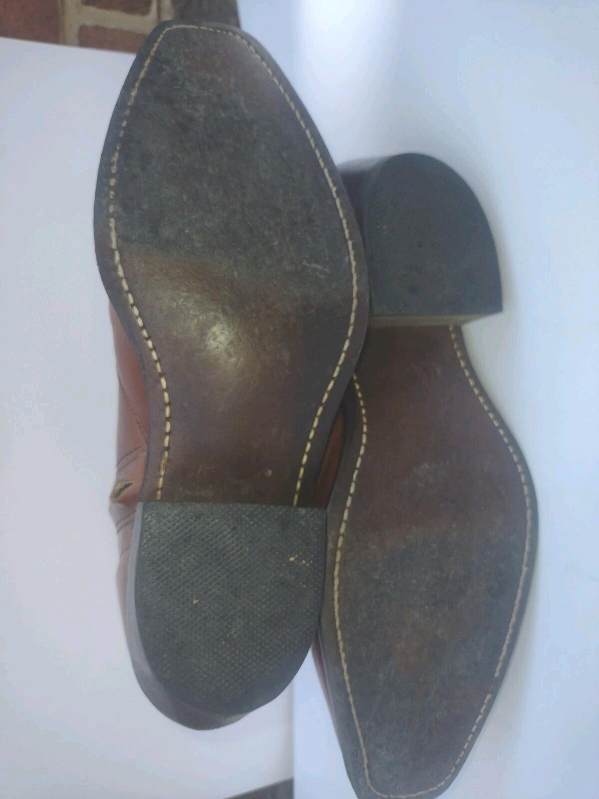 Wrangler Western Ankle Boots USA Vintage 60s Leather Zip Cuban Heel 7D