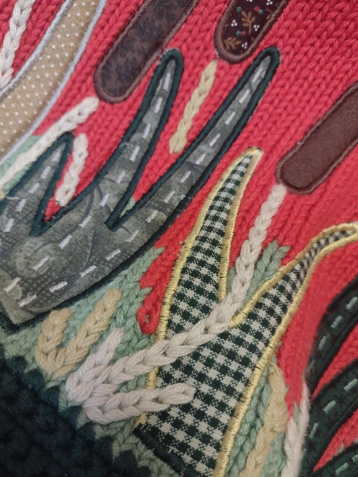 Orvis Ramie Cotton Duck Marsh Scene Sweater XS Wood Buttons Embroidered