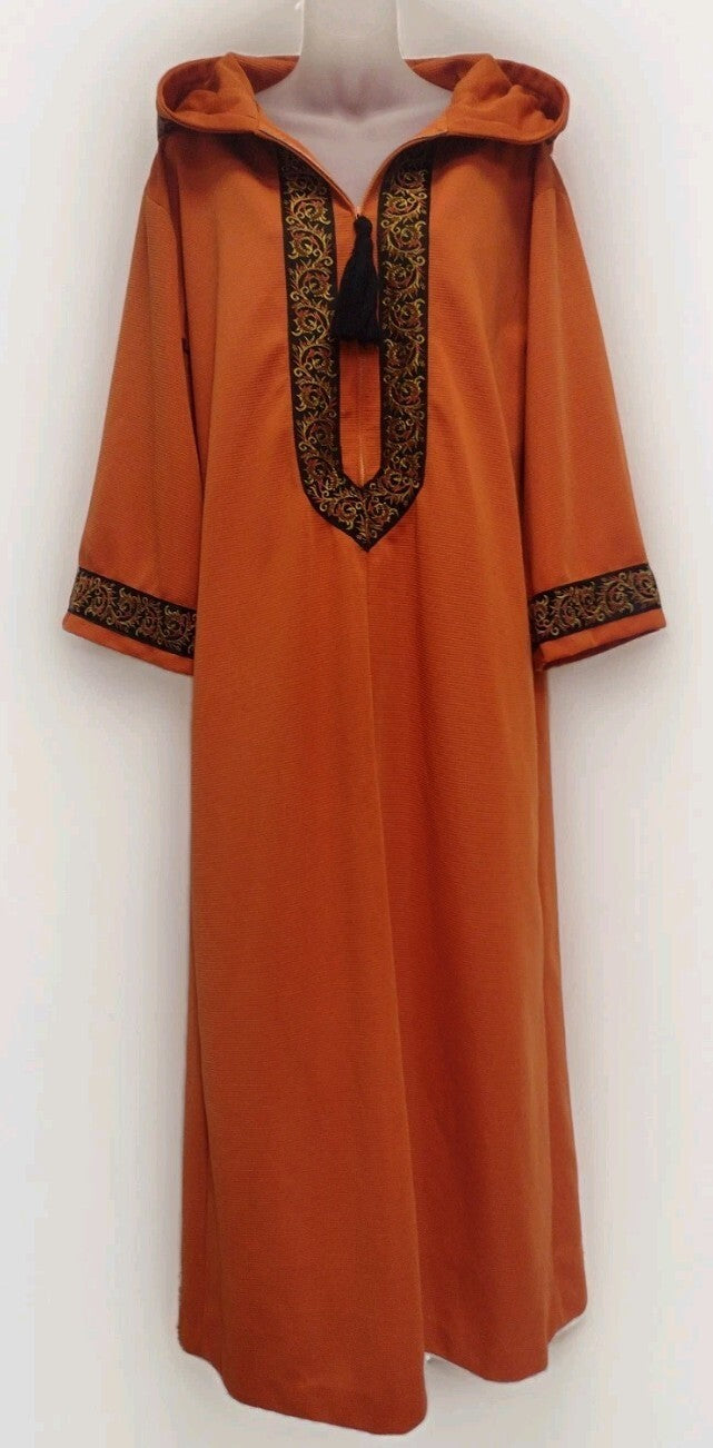 Vintage 70s Handmade Medieval Hooded Robe Caftan Renaissance LARP Wizard Maxi M
