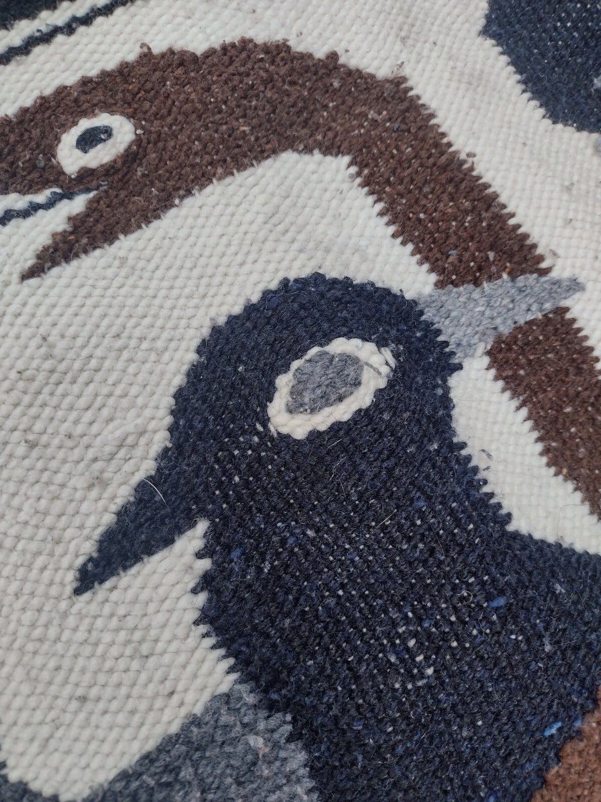 Vintage Mexican Handwoven Wool Blend Blanket Eagle Saltillo Serape Throw 76x42