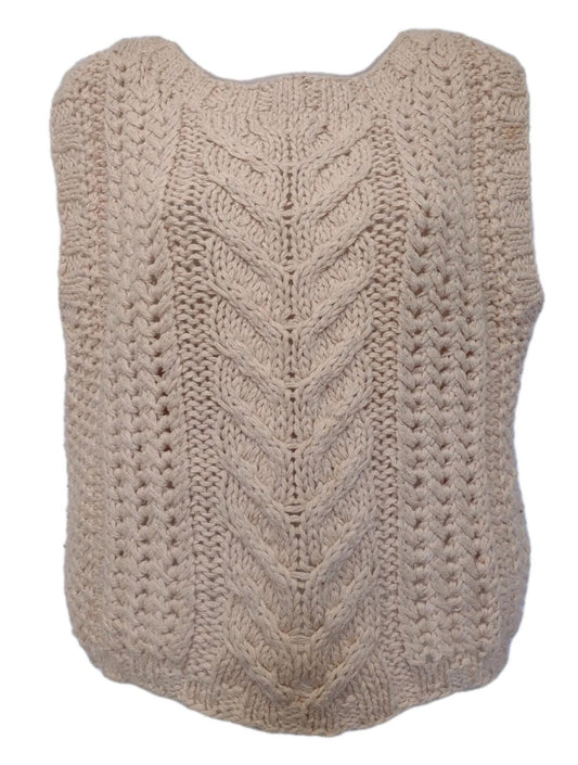 Jennifer Reed Hand Knit Silk Acrylic Vest Apricot Sleeveless Korea L 80s 90s