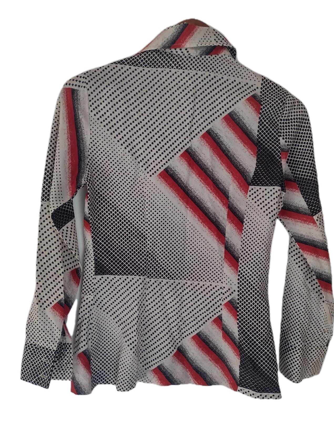 Vintage 70s ILGWU Abstract Print Shirt USA Made Spread Collar Sz S