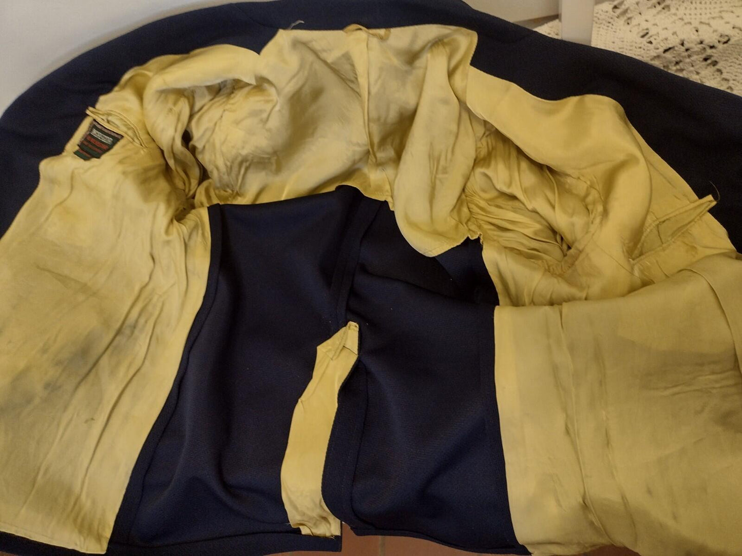 VTG 60s McGregor Navy Poly Blazer 2 Button Gold Crest 44R
