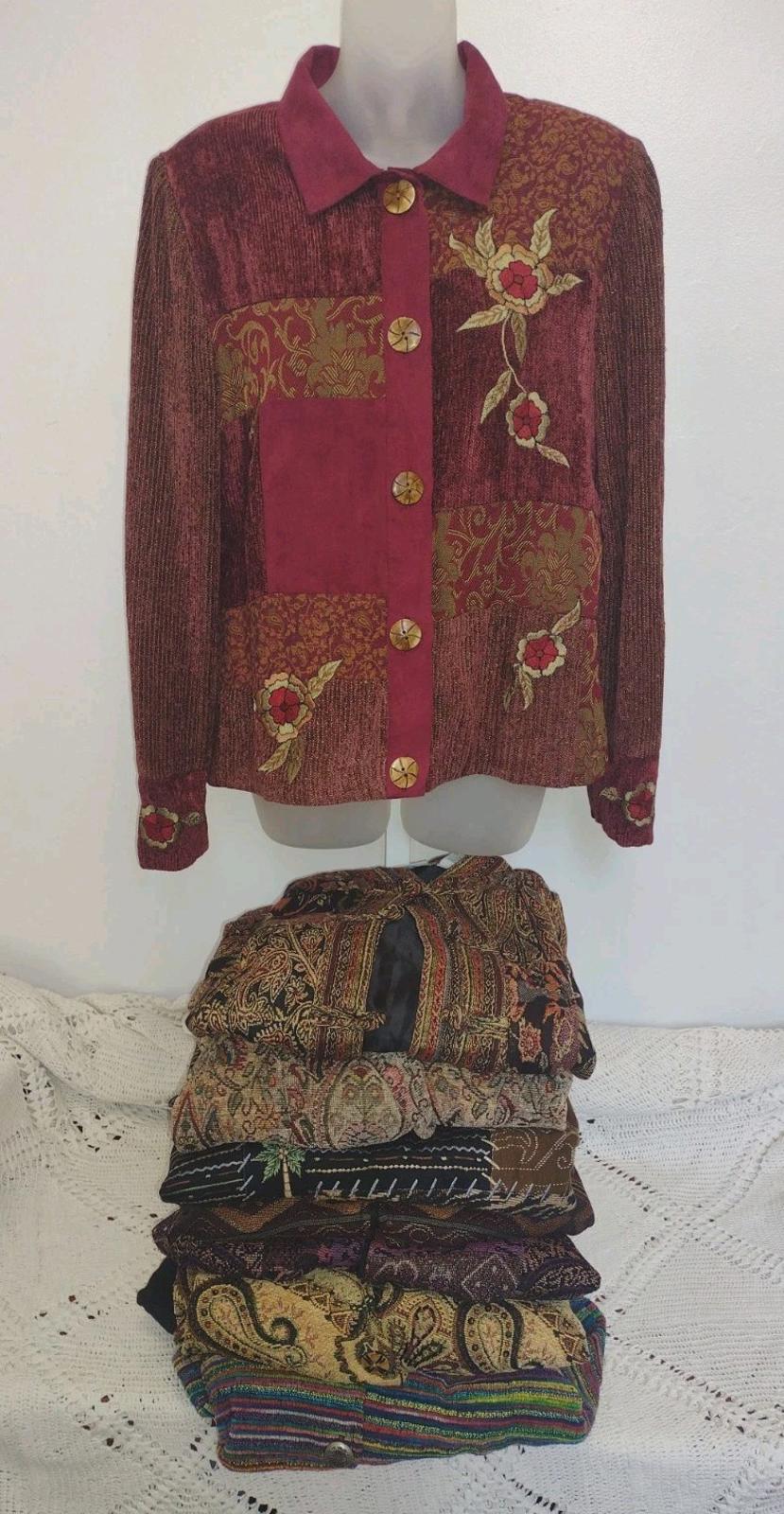 Lot Of 8 Vintage Tapestry Chenille Art to Wear Jackets 90s M–XL Grandma Boho