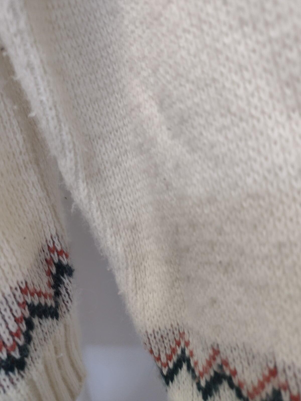 80s McBriar Fair Isle Sweater M Cream Rust Green Nordic Knit