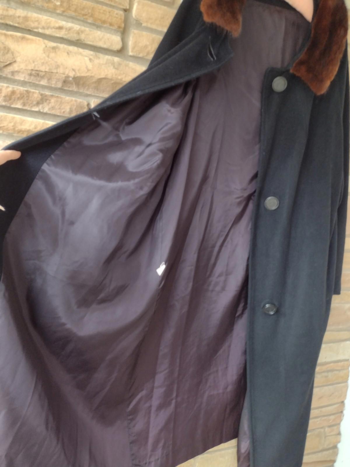 Vintage 1950s Cashmere Blend Coat with Real Mink Collar Sz 18-20 Union Made