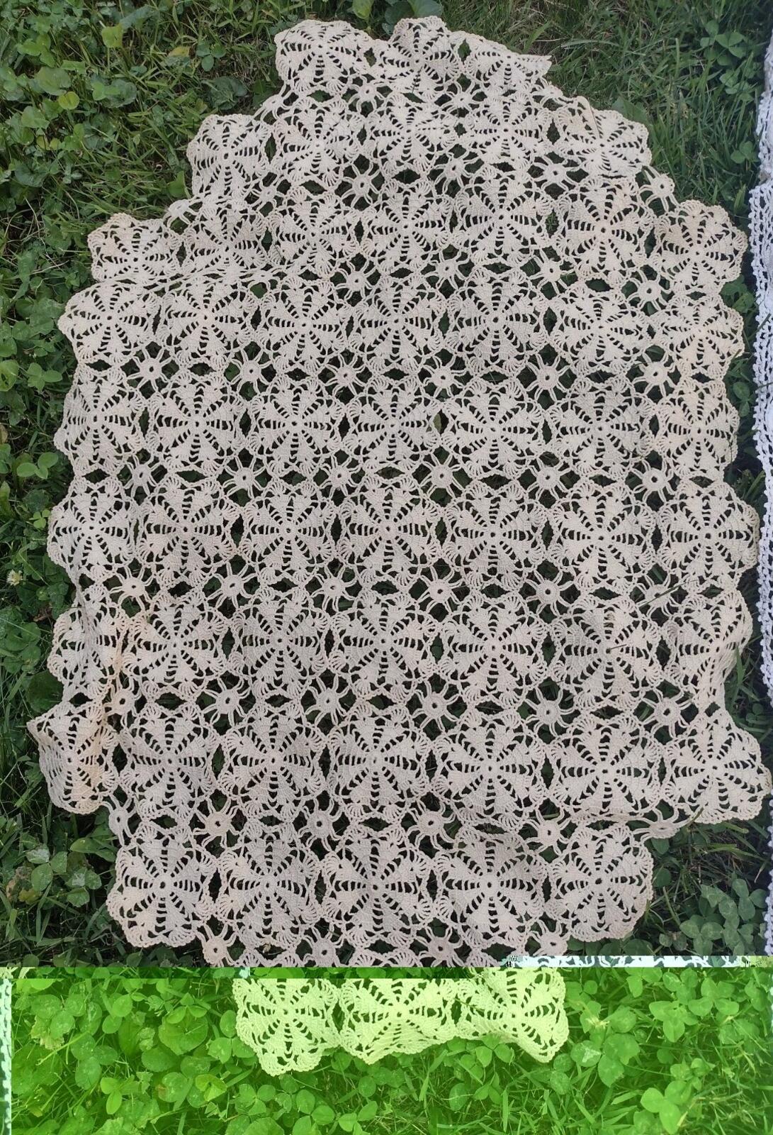 Vintage 40s-60s Crochet Lace Tablecloth + 5 Doilies/Runners Lot White & Ecru
