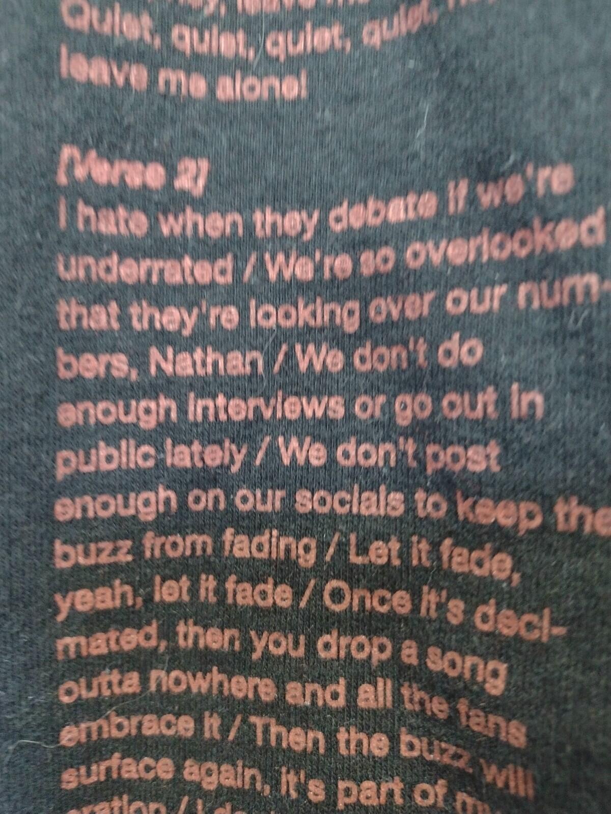 NF Leave Me Alone Hoodie The Search 2019 Rare Lyrics Print M
