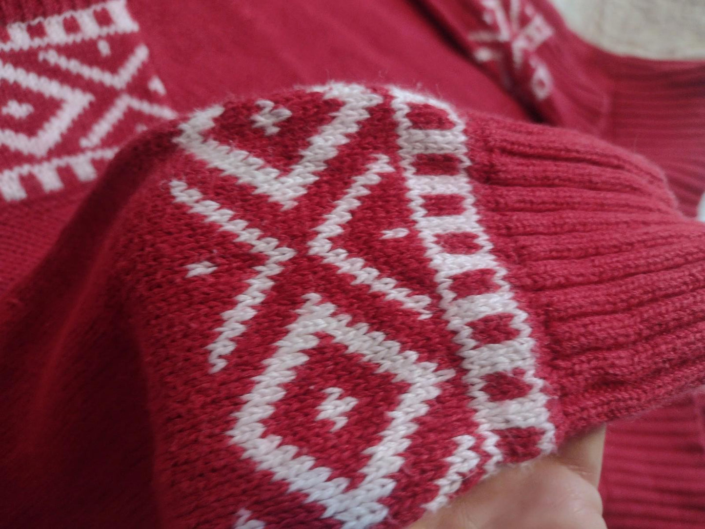 Rare 80s Vintage Venezia Red Nordic Ramie Cotton Sweater OSFA Hong Kong 80s