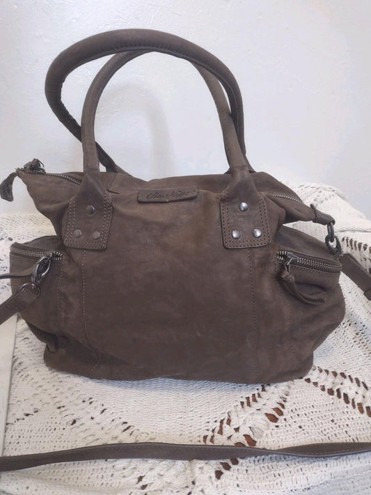 Peter Nappi Luna In Grigio Gray Brown Italian Leather Shoulder Bag
