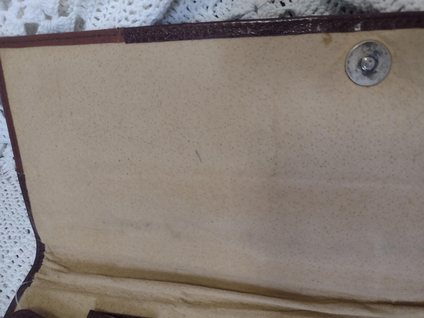 VTG 70s AKA Sorority Leather Folio Portfolio Embossed Shield Brown Document Case