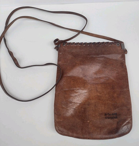 Vintage 70s Artesanía Argentina Leather Crossbody Bag Handcrafted Boho
