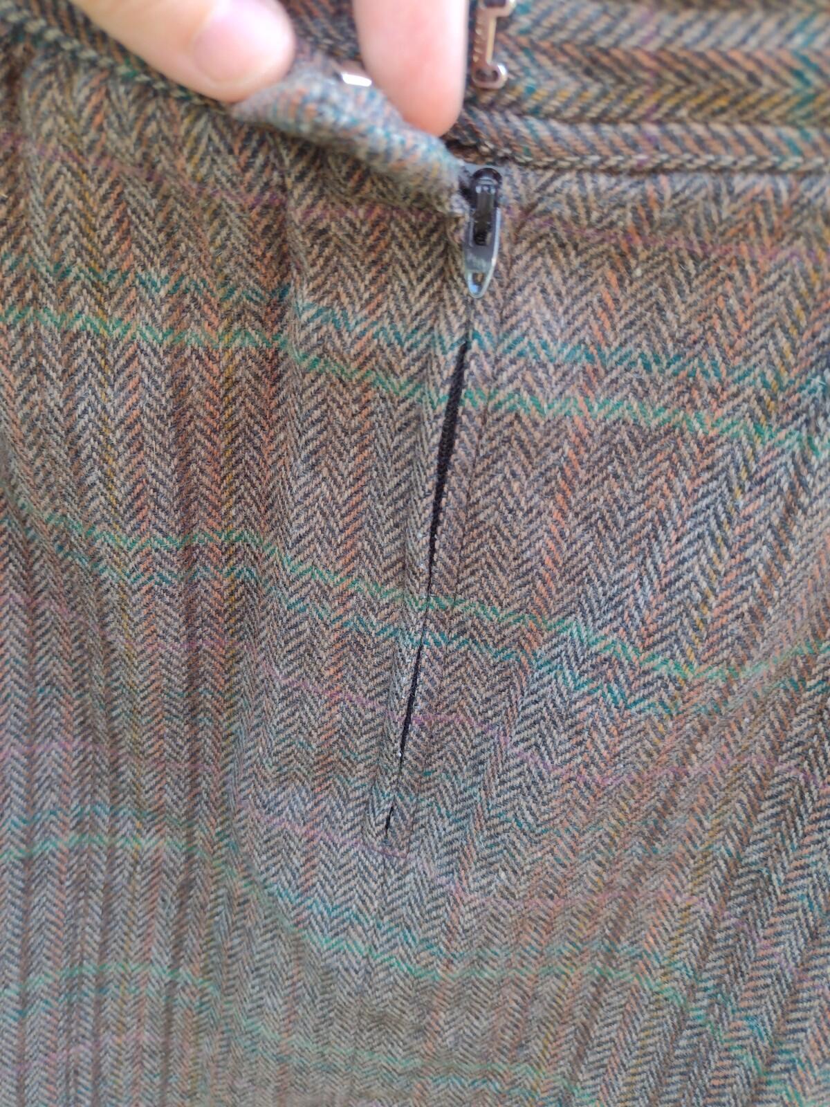 Vintage 70s Austin Hill Wool Tweed Skirt Pleated Preppy Academia Brown USA8