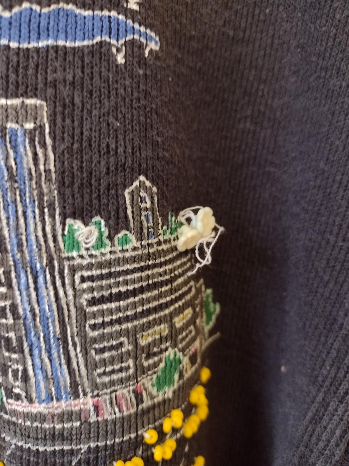 Rare 80s Fiorelle Paris 3D Artwear Sweatshirt Bicycle Cityscape M/L Handmade