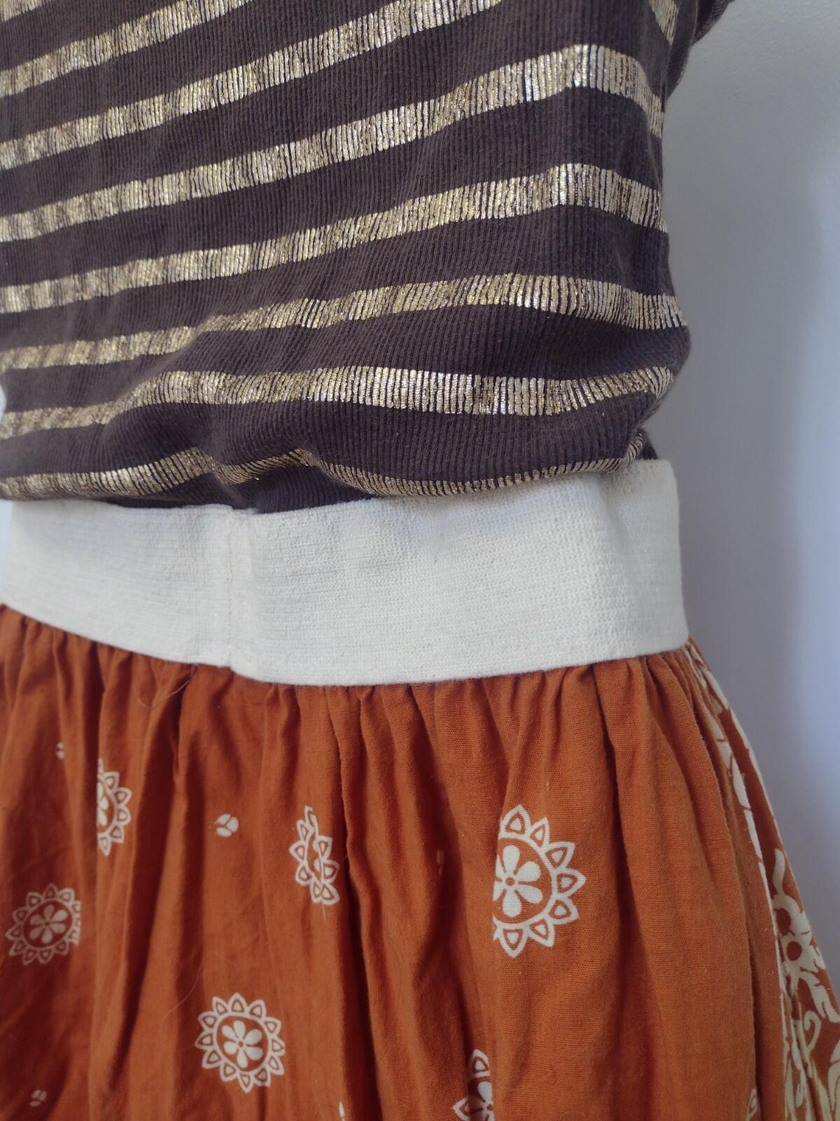 VTG 1970s Handmade Boho Dress Lurex Knit Top Indian Print Skirt Small Medium