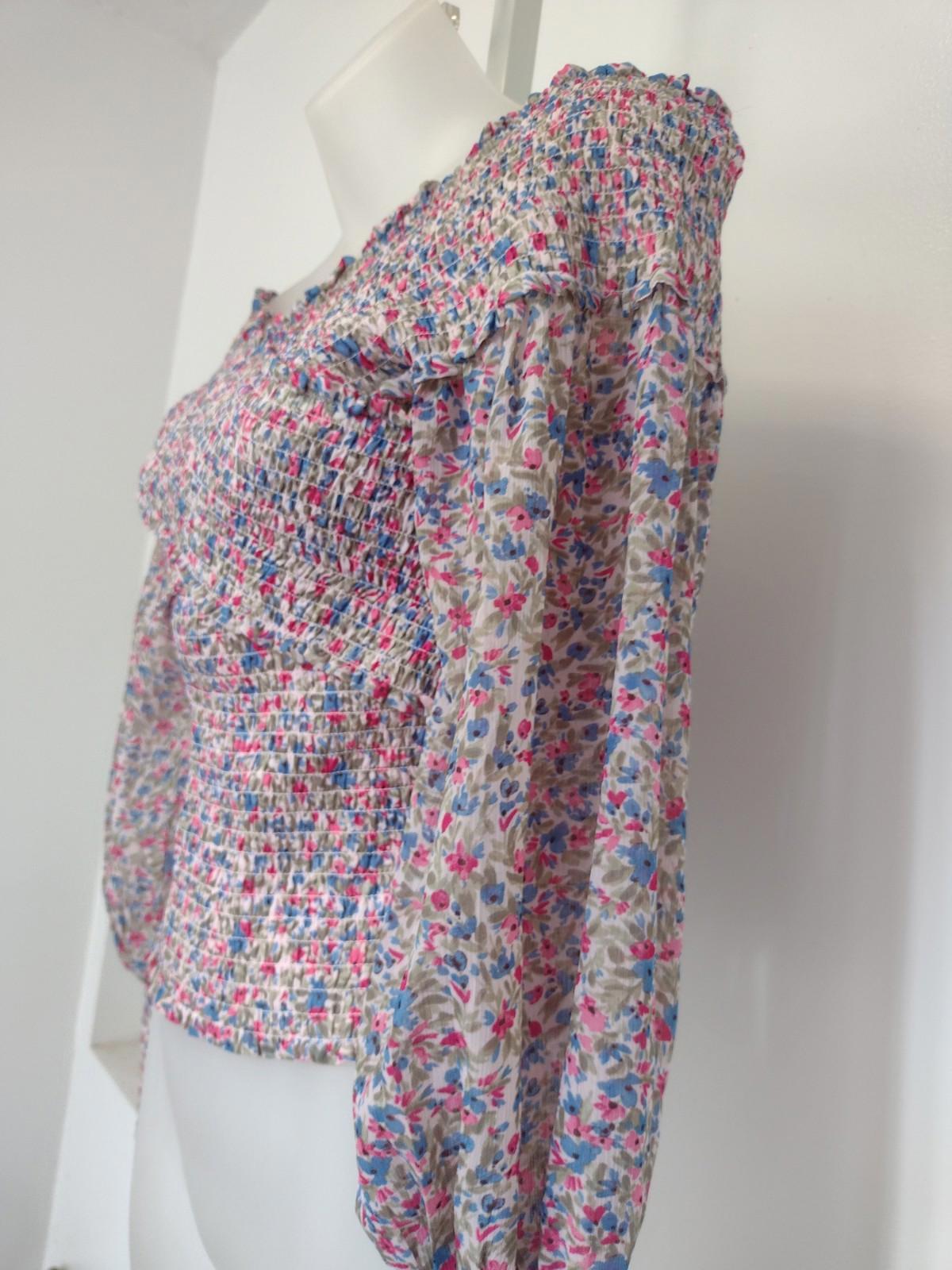 BB Dakota Steve Madden Y2K Elastic Bandage Floral Top Sheer Sleeves Sz S