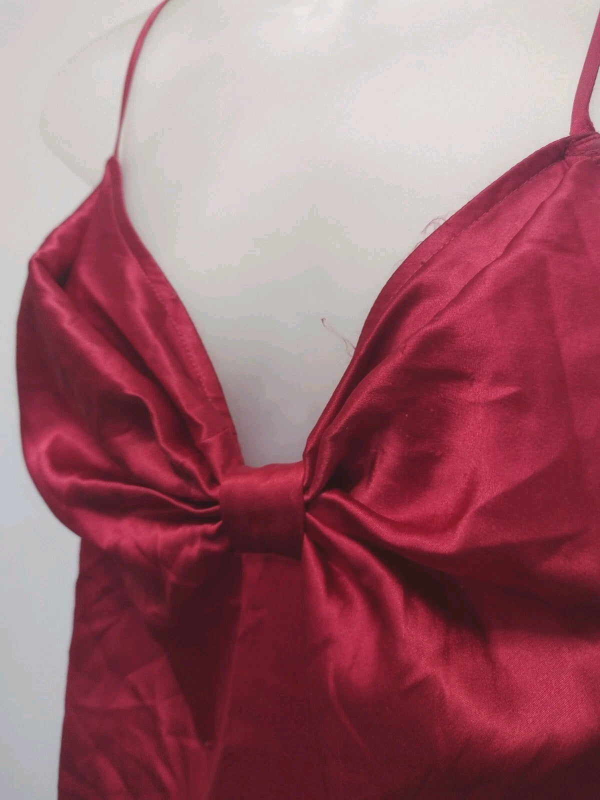Victoria's Secret Satin Chemise Slip Dress M Red Coquette Bow Look Babydoll
