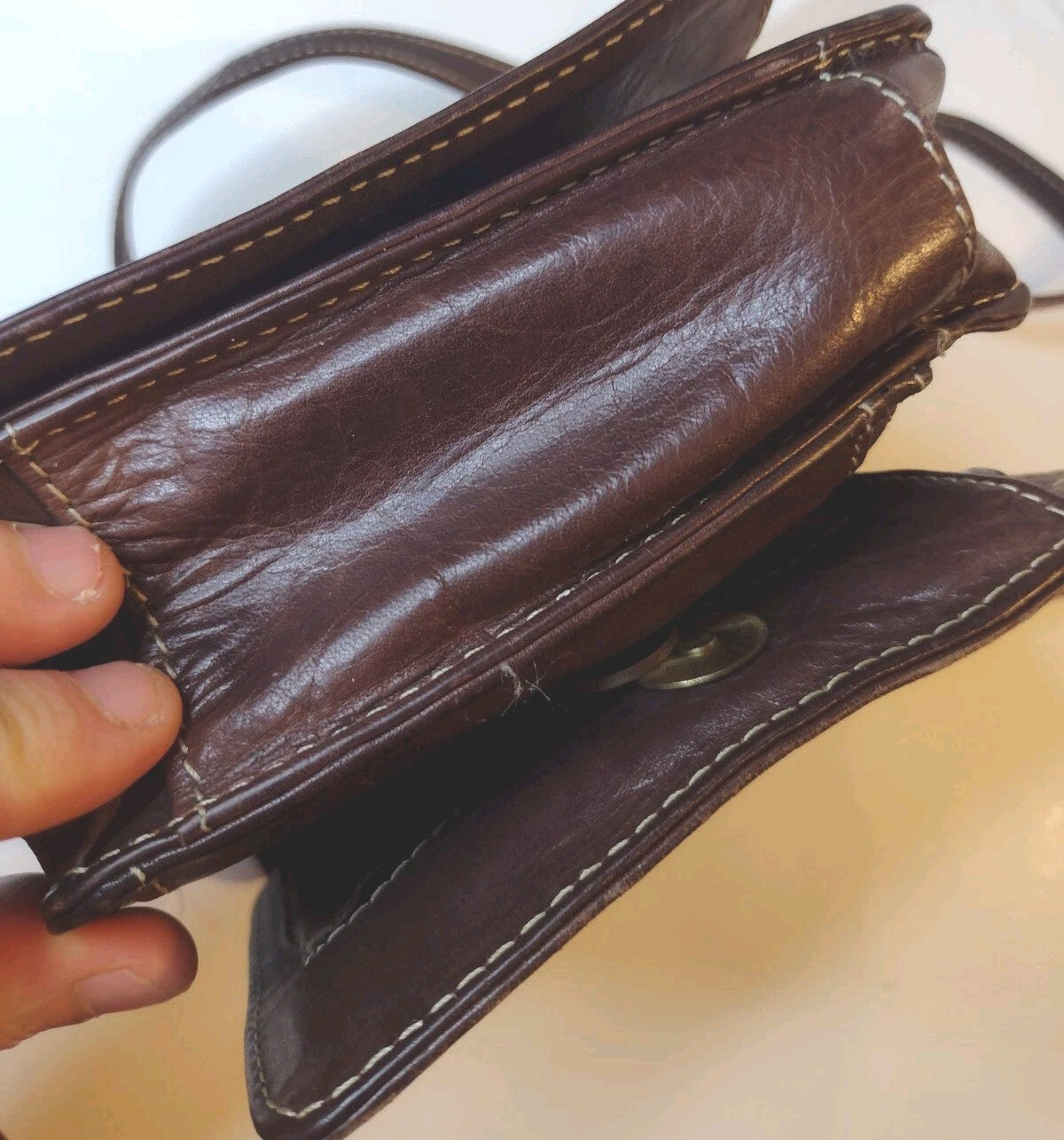 Vintage Chaos Leather Crossbody Organizer Bag Wax Pull Up Rustic Boho Travel