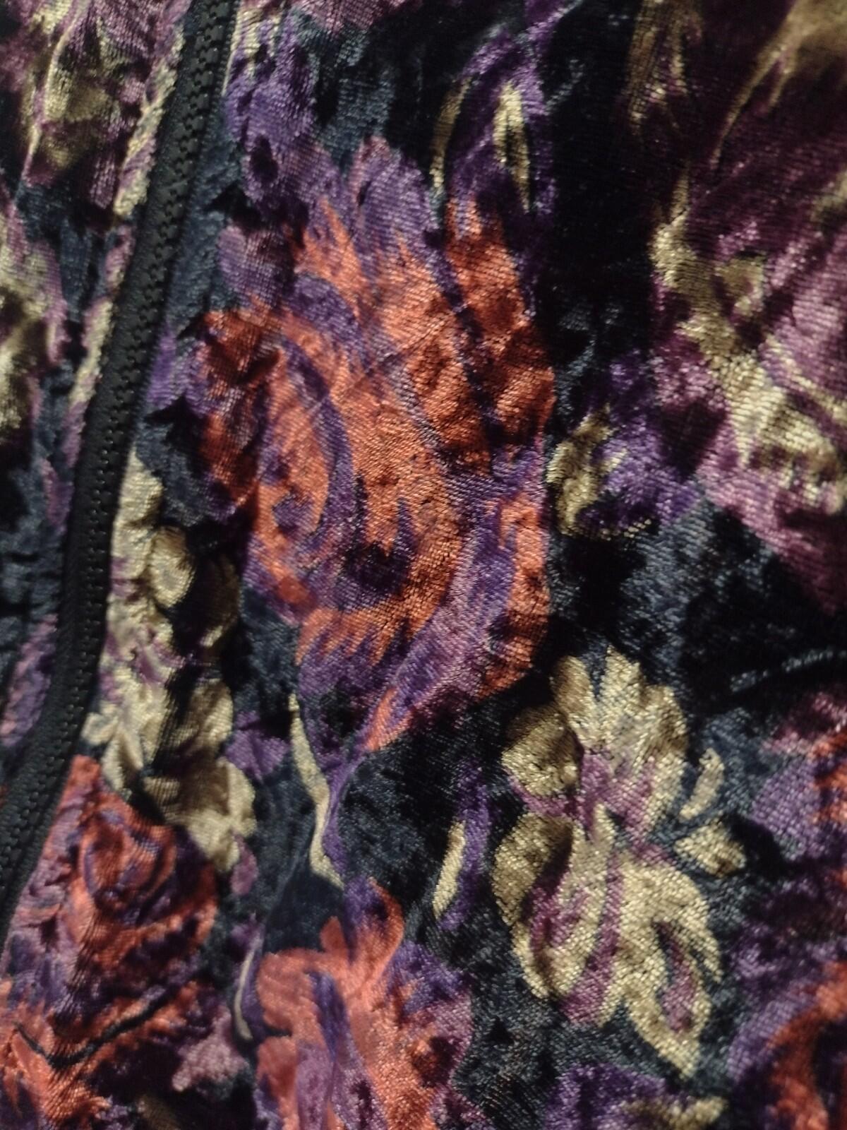 Vintage 80s Rafael Floral Velvet Quilted Bomber Jacket L Made in Taiwan R.O.C.