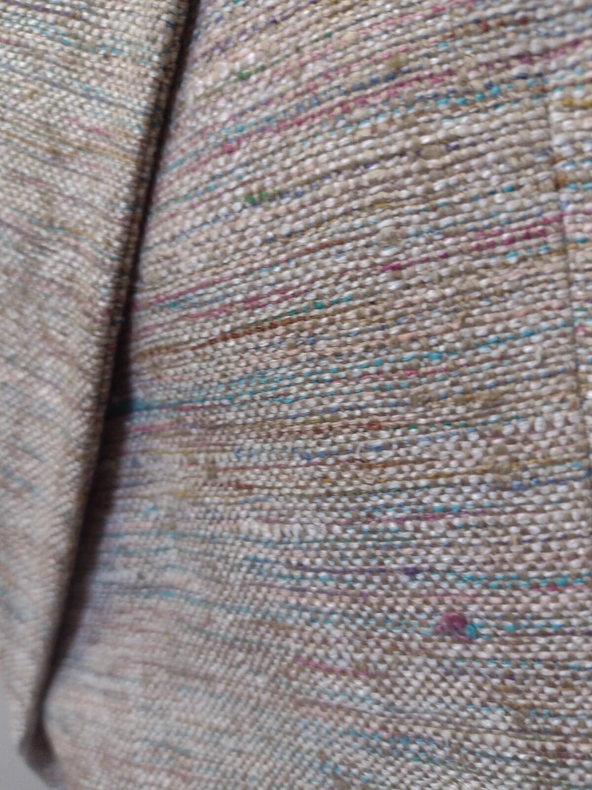 JG Hook VTG 80s Raw Silk Blazer Size 42 Made in Hungary Turquoise Beige