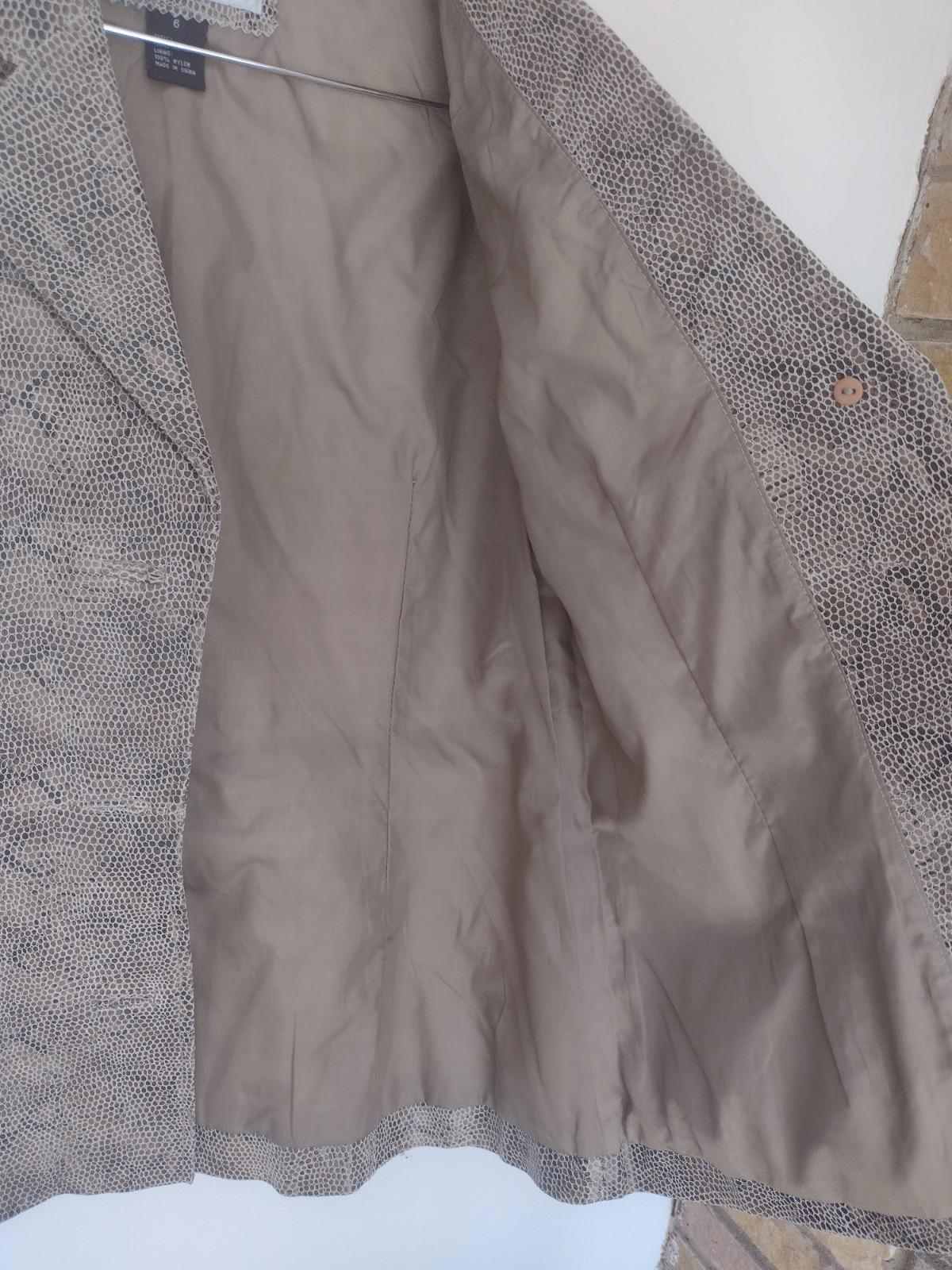 Y2k Deadstock Dress Barn Sz 6 Suede Leather Jacket Embossed Snakeskin Sheen
