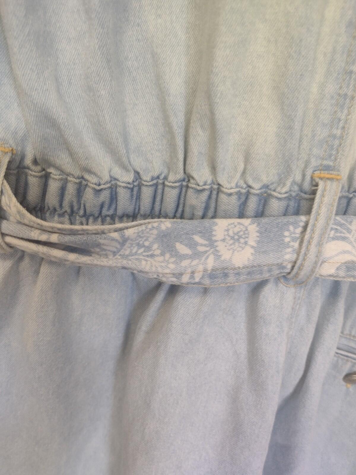 Vintage 80s / 90s Gloria Vanderbilt Denim Romper Light Blue Distressed W Belt PS