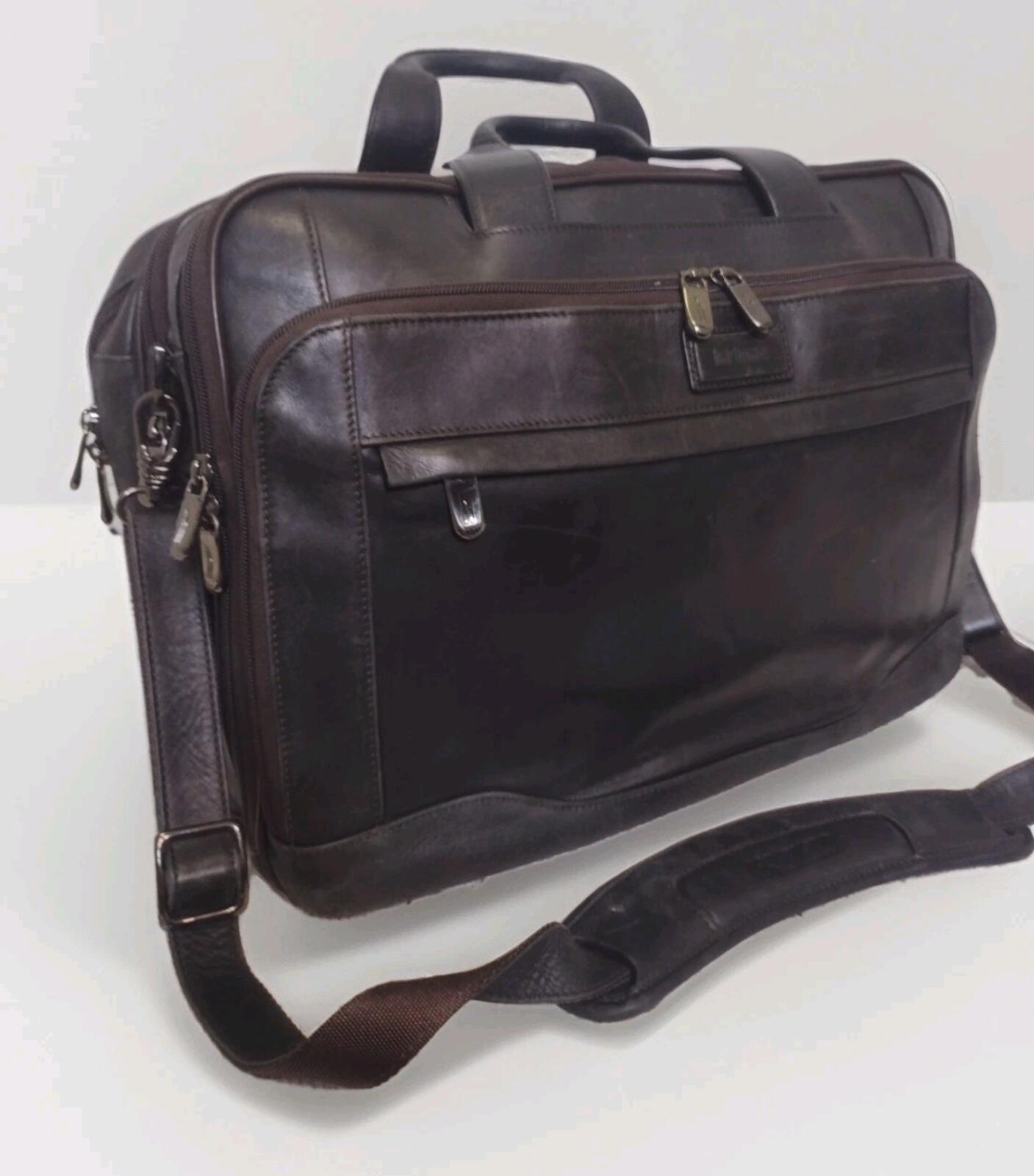 Hartmann Aviator Leather Briefcase Luxury Travel Bag Brown