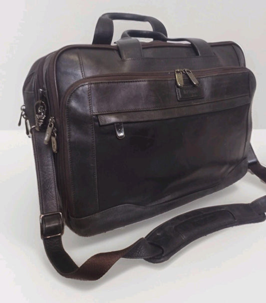 Hartmann Aviator Leather Briefcase Luxury Travel Bag Brown