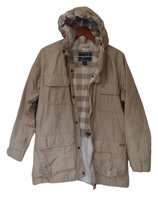 Woolrich Woolen Mills Daiki Suzuki Women's Khaki Parka L Fixed Hood Wool Lining