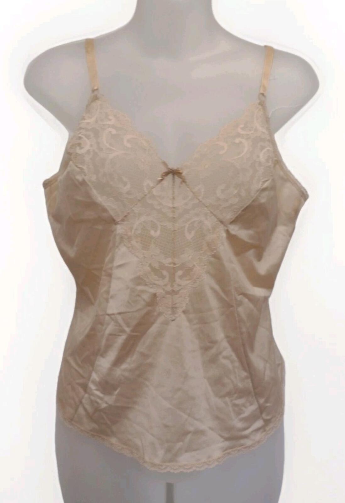 VTG 70s JCPenney Nice ’N Spicy Beige Lace Nylon Camisole Top 36 USA Union
