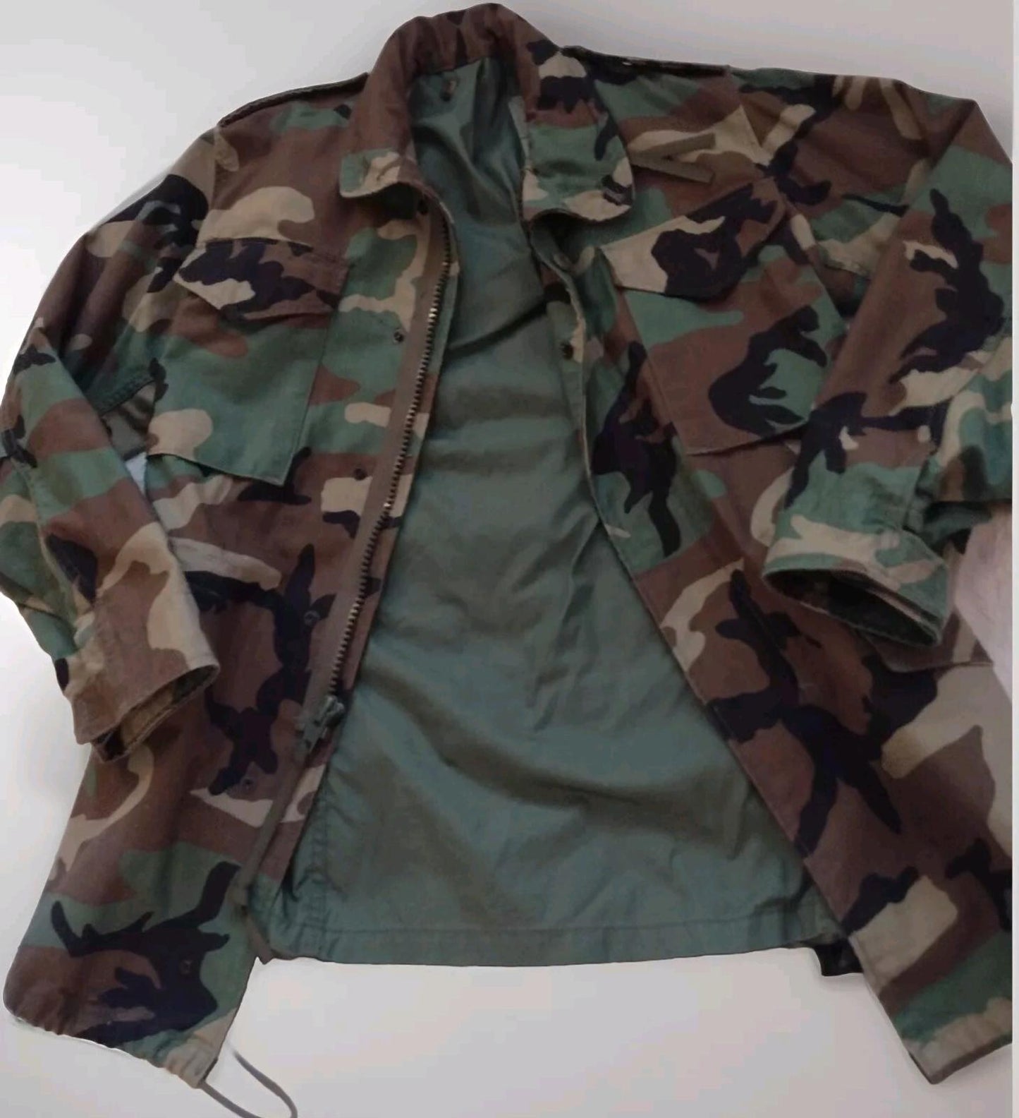 1989 US Military Cold Weather Coat XS-Long Camo YKK Zip Hood McQuinn Label