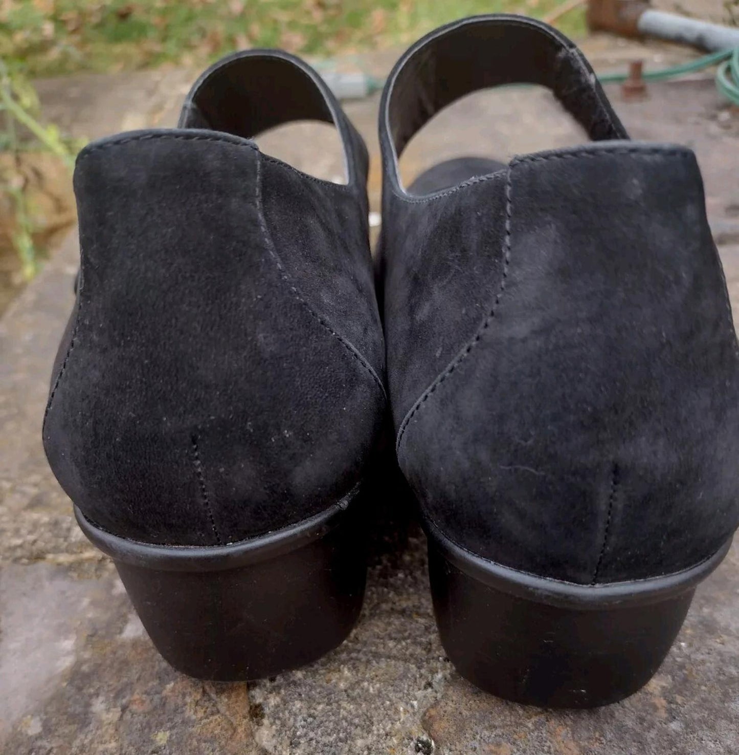 ROS HOMMERSON Shoes SZ 9.5 N Black  Suede Leather Grandma Core Mary Jane Wedge