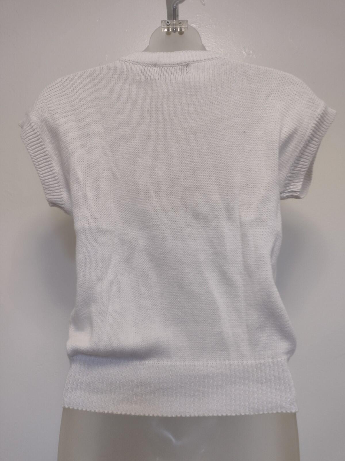 Vintage 80s David Brett Rose Intarsia Sweater Ramie Cotton Korea Short Sleeve M