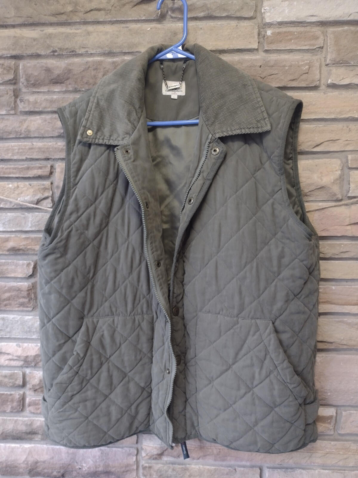 Carraig Donn Quilted Green Vest Teflon Coated Nylon Flannel Lining Mens Sz L