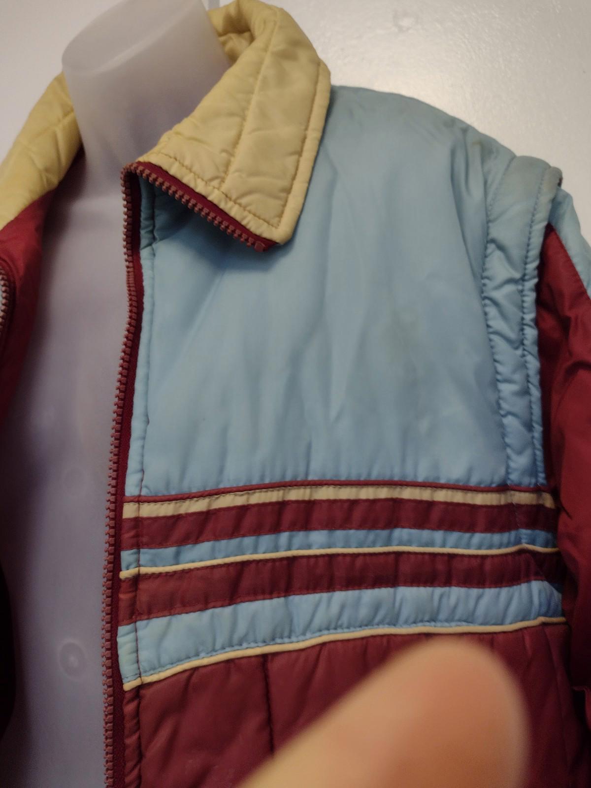 VTG 80s Sigallo Waterproof Puffer Jacket Zip Off Sleeves Brick Red  Korea Sz L