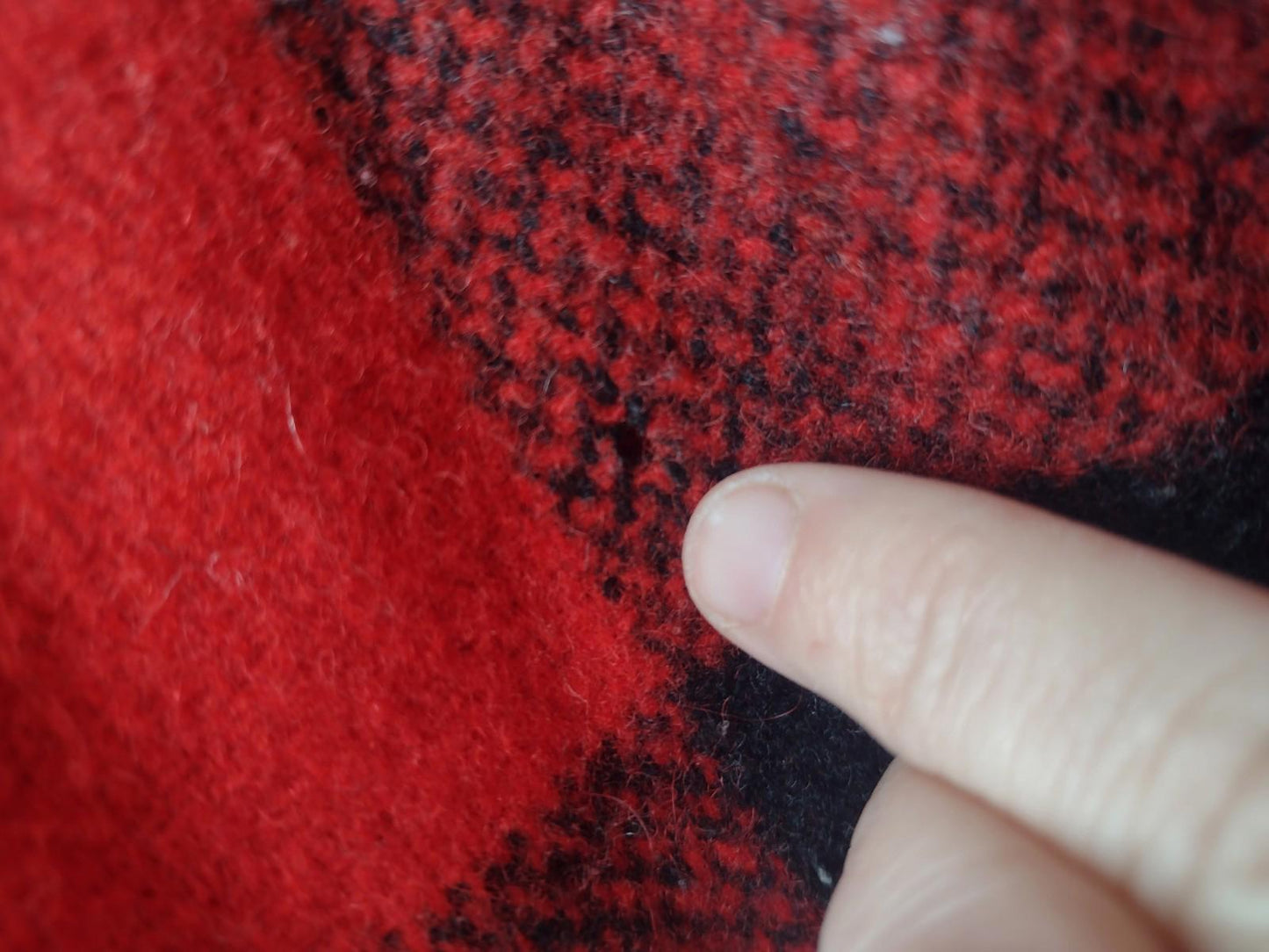 Vintage 60s 70s Wool Buffalo Plaid Cape Poncho Red Black Laced Sides