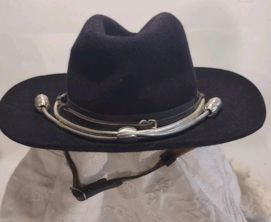 Rare Vintage Stetson 3XXX Beaver Hat Long Oval 7 Layered Band Chin Strap