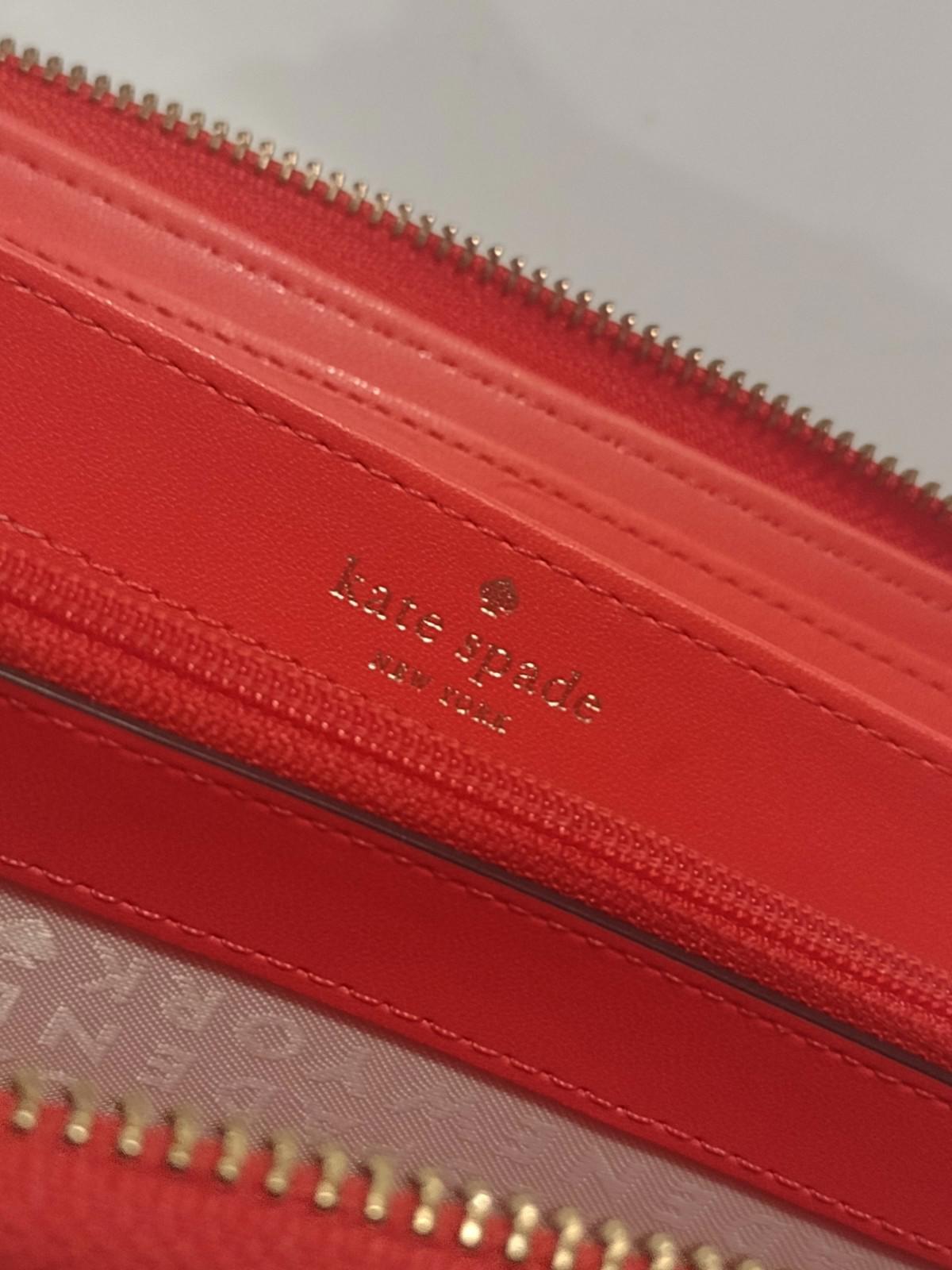 Kate Spade Neda Wallet Watermelon Zip Around Multi-Compartment Brass Zipper 4x8