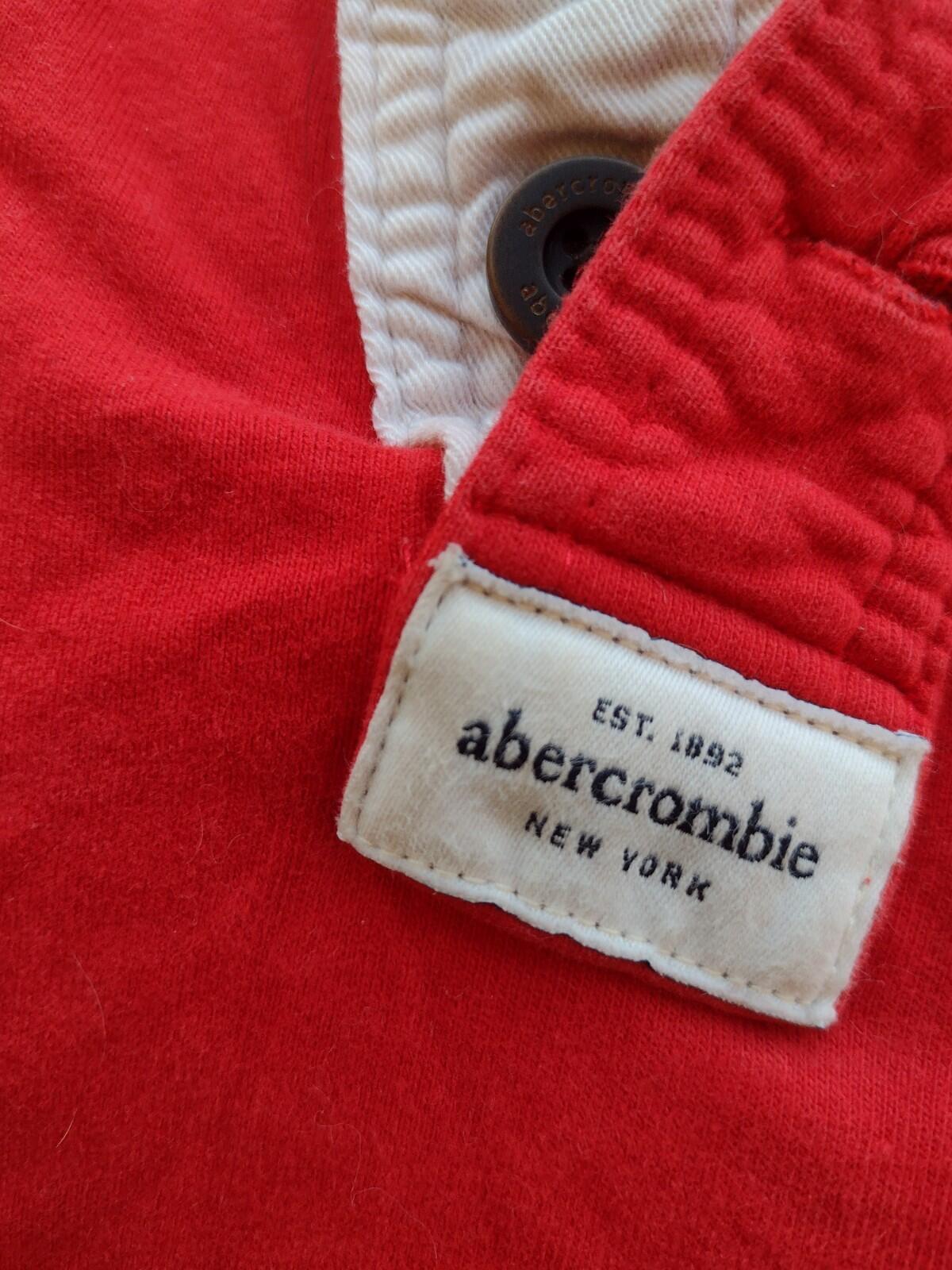 Abercrombie Kids XL Red Henley Top Logo Sleeve Y2K Fitted Women Girls