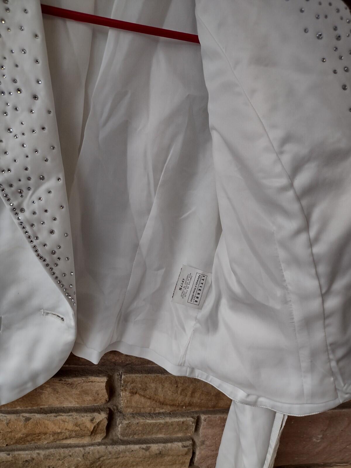 VDP Sport Italia Rare Vintage Tuxedo Jacket Swarovski Crystal & White Satin Sz.S