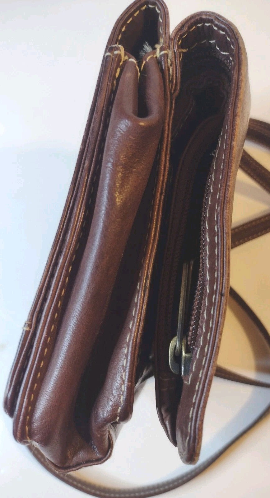 Vintage Chaos Leather Crossbody Organizer Bag Wax Pull Up Rustic Boho Travel