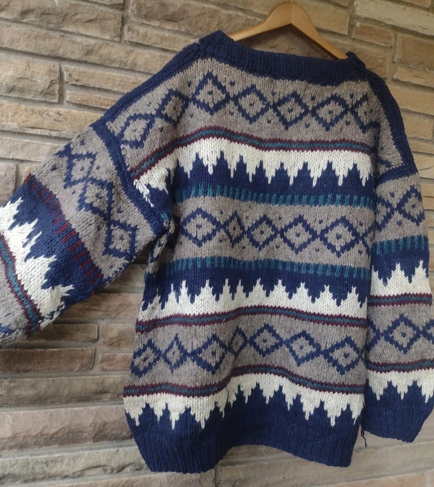 VTG 80s Earth Traders Wool Sweater Men’s XXL Big & Tall Ecuador Knit Geometric