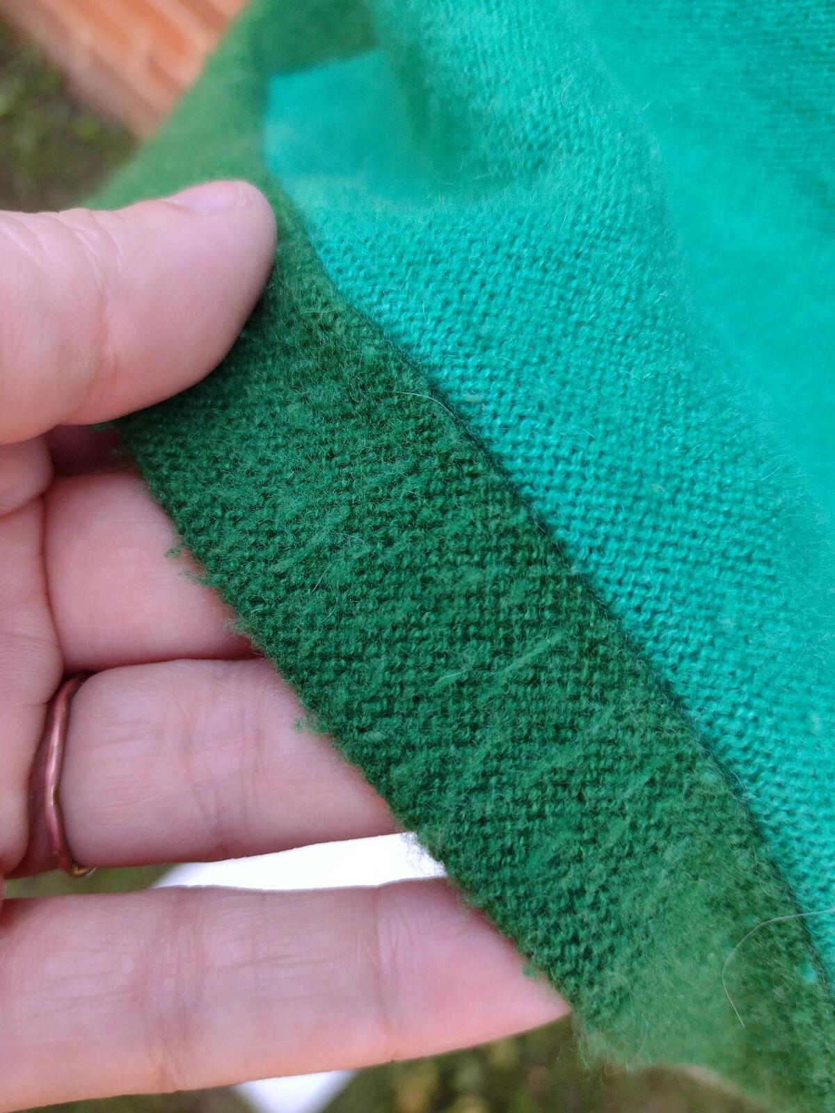 VTG 60s Mod Colorblock Knit Top Green Patchwork Brushed Thin Sweater Women's S
