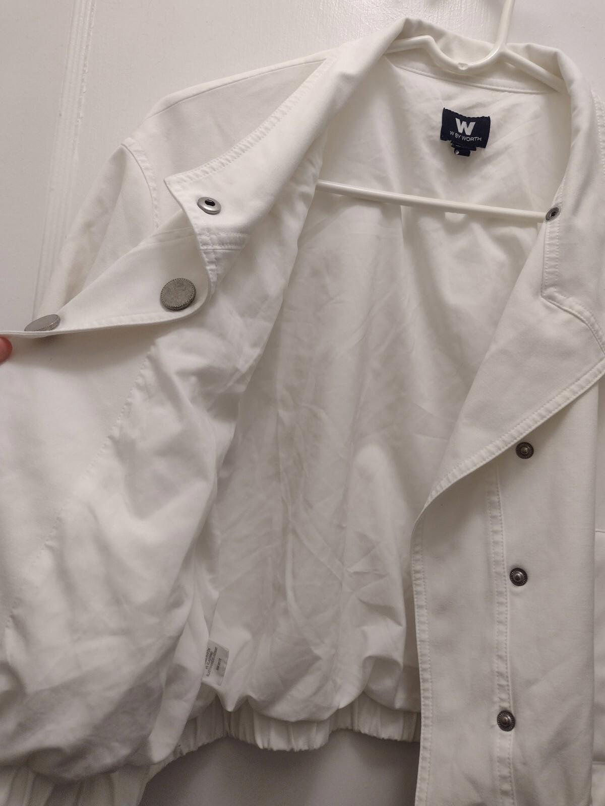 W by worth White Snap Up Jacket With Elastic Waist Size Petite