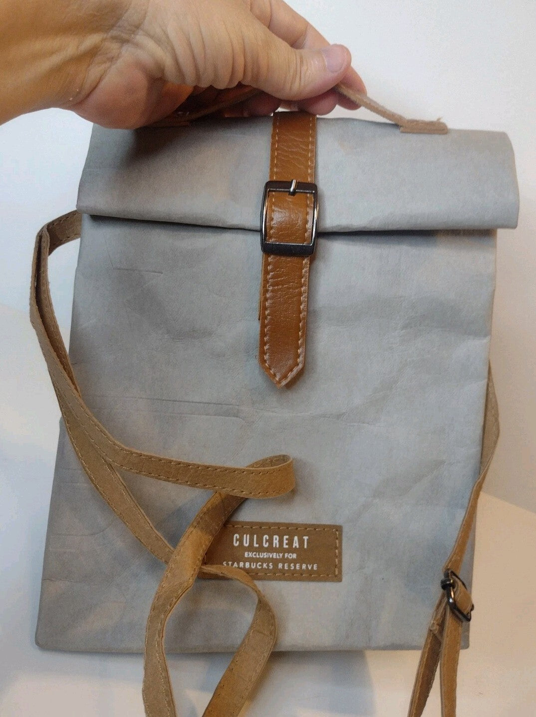 CULCREAT Starbucks Reserve Roll Top Crossbody Bag Washable Paper Leather EDC