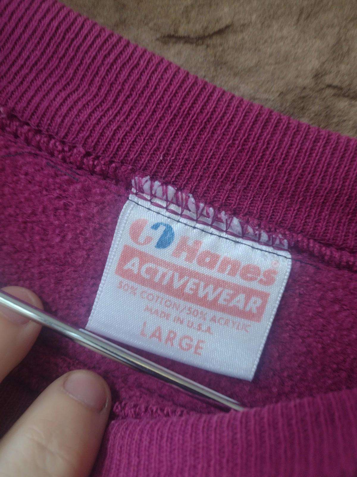 Vintage 80s Hanes USA Quilt Panel Sweatshirt L Handmade Patchwork Print