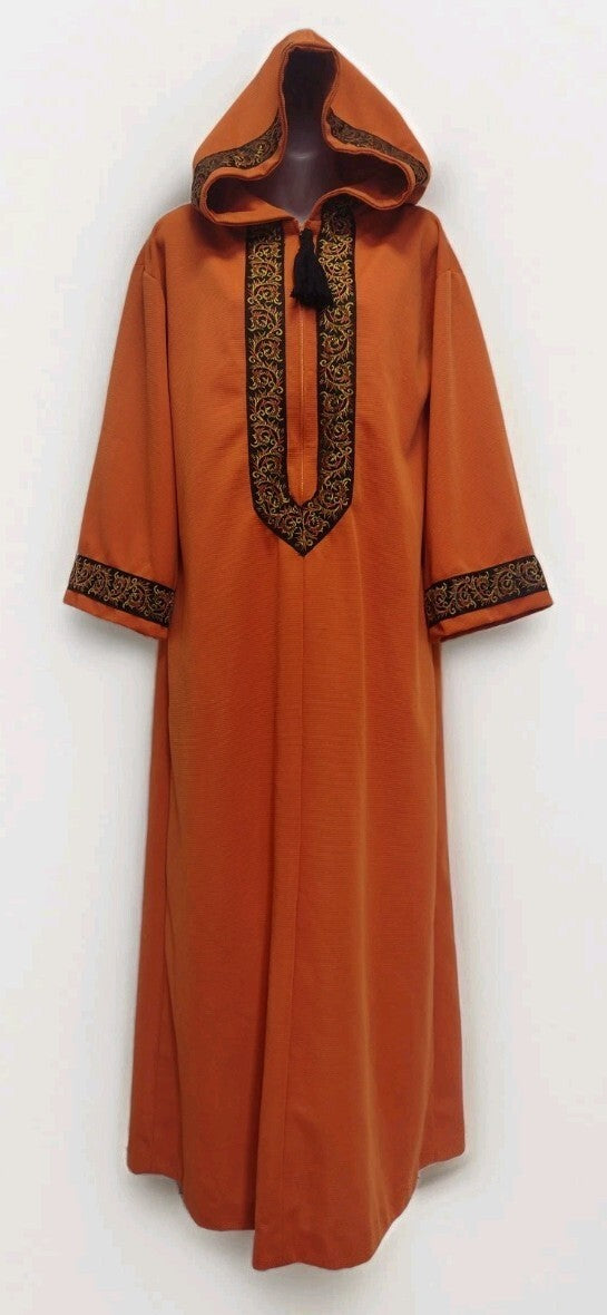 Vintage 70s Handmade Medieval Hooded Robe Caftan Renaissance LARP Wizard Maxi M